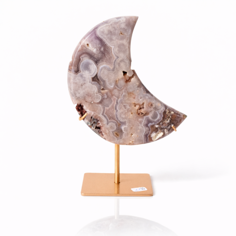 Forme și Sculpturi Decorative Diverse - Semiluna din Agat Liliachiu Natural | Piesa Unicat Brazilia