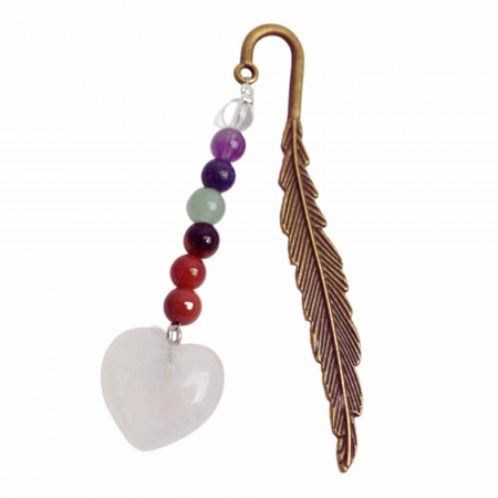 Echilibrare Energetica - Semn de Carte Energetic cu Cele 7 Chakre si Inimioara din Cuart Roz - Cadoul Spiritual Ideal pentru Iubitorii de Carti