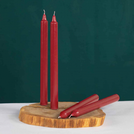 Set 4 Lumanari rosii conice de 25 cm - Lumanari conice fara picurare si fara parfum - Perfecte ca lumanari pentru cina, ocazii speciale [4]