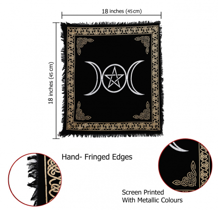 Panza Sacra pentru altar magic - Design Pentagrama Triple Moon - Vrajitorie Tarot Wiccani Spiritualitate [3]