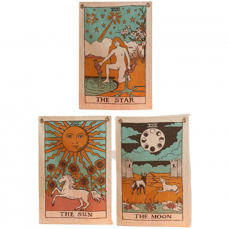 Set 3 Tapiserii cu semne spirituale, soare, luna, stea, – Pentru yoga, meditatie, decorarea camerei [0]