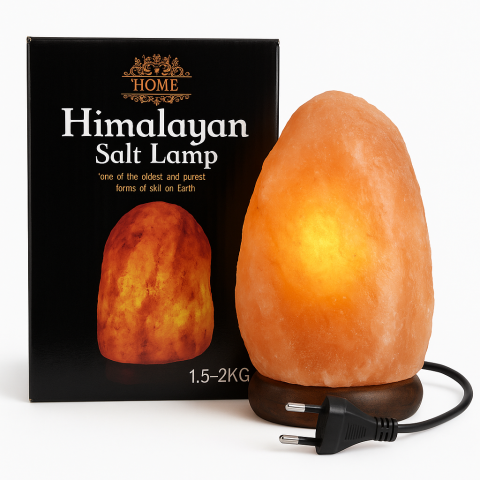 Aromaterapie - Lampa Sare Himalaya 1.5–2 kg – lumina ambientala calda si relaxanta, include bec si priza EU