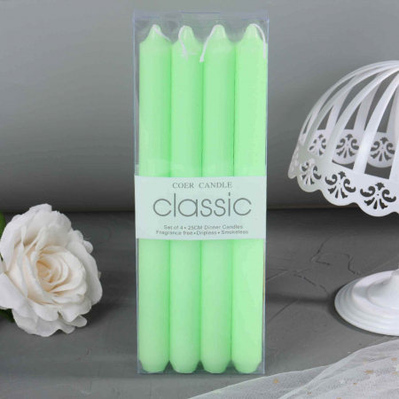 Set 4 Lumanari drepte verde lime de 25 cm - Lumanari  fara picurare si fara parfum - Perfecte ca lumanari pentru cina, ocazii speciale [4]
