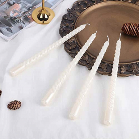 Set 4 Lumanari albe spirala de 25 cm - Lumanari  fara picurare si fara parfum - Perfecte ca lumanari pentru cina, ocazii speciale - Copie [5]
