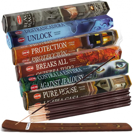 Set 6 pachete mix betisoare parfumate cu cele mai apreciate 6 parfumuri HEM ideale pentru magie +  suport pentru betisoare
