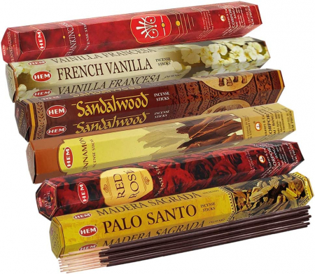 Set 6 pachete mix betisoare parfumate cu cele mai apreciate 6 parfumuri HEM populare +  suport pentru betisoare [4]
