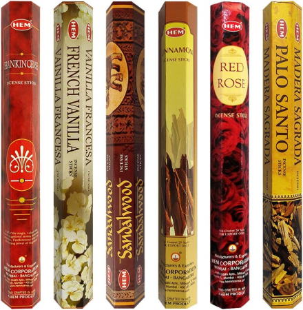 Set 6 pachete mix betisoare parfumate cu cele mai apreciate 6 parfumuri HEM populare +  suport pentru betisoare [1]