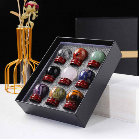 Set 9 sfere din cristale naturale – pentru decor feng shui,  meditatie, astrologie [7]