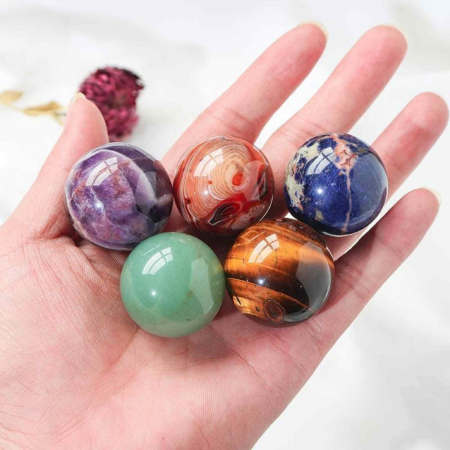 Set 9 sfere din cristale naturale – pentru decor feng shui,  meditatie, astrologie [10]