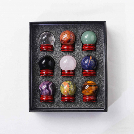 Set 9 sfere din cristale naturale – pentru decor feng shui,  meditatie, astrologie [5]