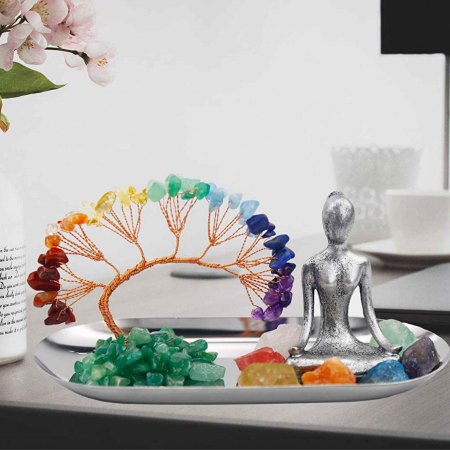 Set accesorii pentru meditatie spirituala cu 7 pietre semipretioase chakra, figurina yoga si bratara - Decor Feng Shui, ideal pentru o stare de liniste si relaxare [4]