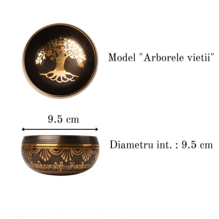 Bol Tibetan Cantator 9.5 cm model arborele vietii Setul complet pentru meditatie si vindecare Relaxare profunda si echilibru energetic [1]
