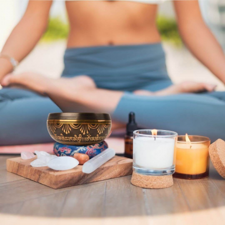 Bol Tibetan Cantator 9.5 cm model arborele vietii Setul complet pentru meditatie si vindecare Relaxare profunda si echilibru energetic [4]