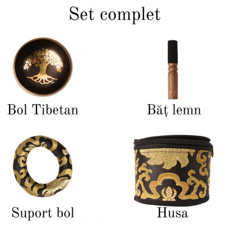 Bol Tibetan Cantator 9.5 cm model arborele vietii Setul complet pentru meditatie si vindecare Relaxare profunda si echilibru energetic [2]