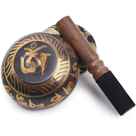 Set Bol Tibetan cantator prelucrat manual la poalele muntelui Himalaya - un percutor cu doua capete din lemn si piele, si o perna cusuta manual – ideal pentru energizare, purificare si meditatie [7]