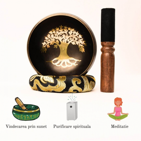 Bol Tibetan Cantator 9.5 cm model arborele vietii Setul complet pentru meditatie si vindecare Relaxare profunda si echilibru energetic [3]