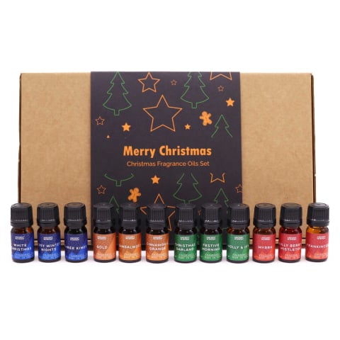 Aromaterapie - Set uleiuri parfumate Craciun – Holy Scents, 12 x 5 ml + 2 pipete (Made in UK)