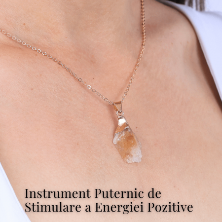 Colier ajustabil auriu cu pandantiv citrin brut - Energie si Claritate [1]