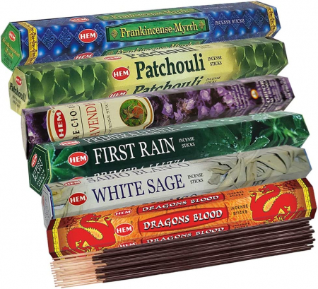 Set 6 pachete mix betisoare parfumate cu cele mai apreciate 6 parfumuri HEM +  suport pentru betisoare [6]