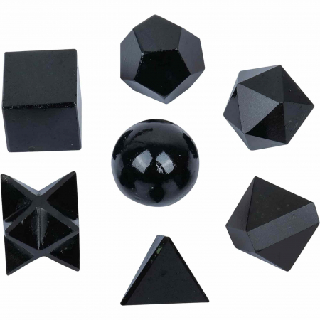 Set de Geometrie pentru cele 7 chakre cu Turmalina Neagra, Cristale Reiki si Talismane pentru Noroc - Cadoul Ideal pentru Casa Noua si Echilibrare Spirituala