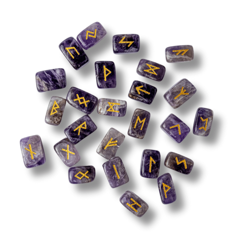 Claritate Mentala si Focus - Set Rune din Ametist Natural – Claritate Spirituala si Protectie Energetica