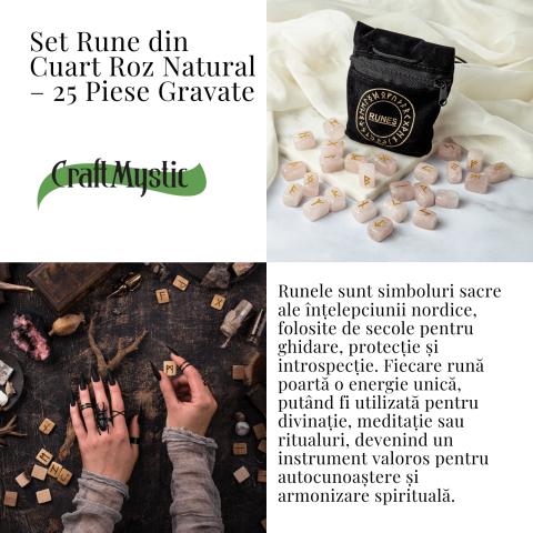Set Rune din Cuart Roz Natural – Iubire, Claritate si Armonie Interioara [3]