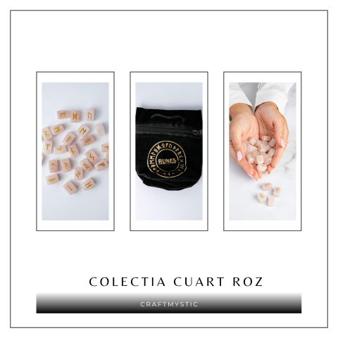 Set Rune din Cuart Roz Natural – Iubire, Claritate si Armonie Interioara [8]