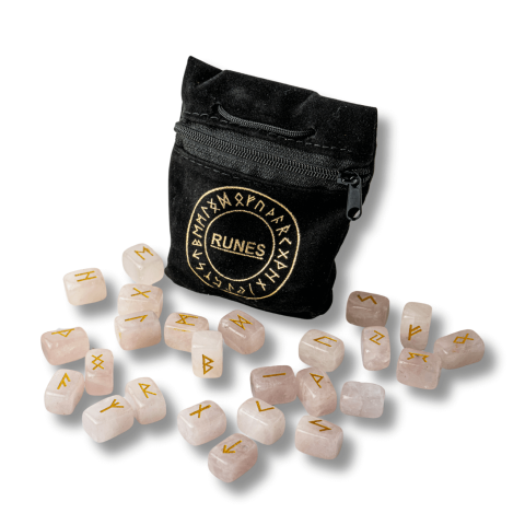 Set Rune din Cuart Roz Natural – Iubire, Claritate si Armonie Interioara [6]
