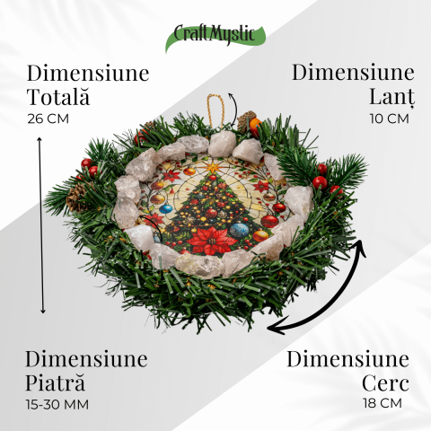 Coronita de Craciun cu Cuart Roz Brut – Armonie, Iubire si Magie Festiva [3]