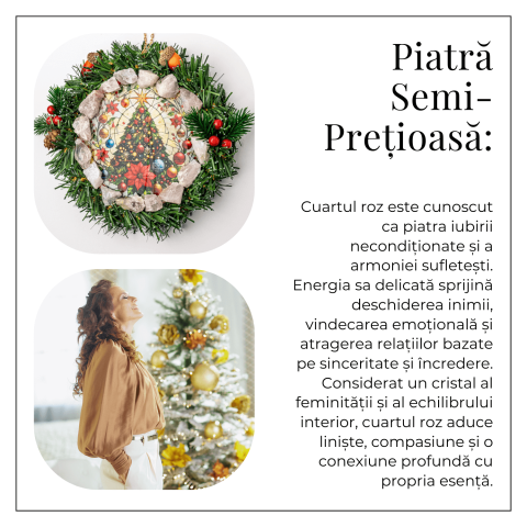 Coronita de Craciun cu Cuart Roz Brut – Armonie, Iubire si Magie Festiva [5]