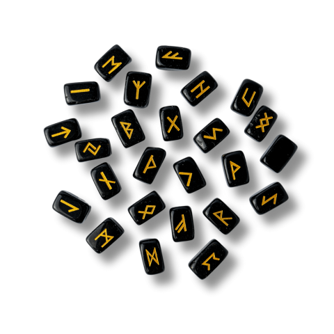 Creativitate si Inspiratie - Set Rune din Obsidian Natural – Protectie, Claritate si Putere Interioara