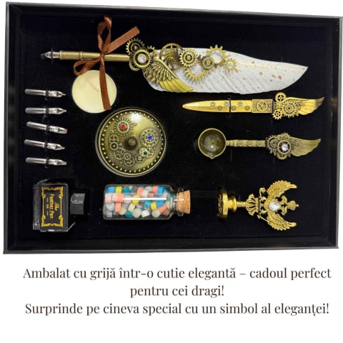 Set Stilou Pana Steampunk cu Accesorii – Scris Artistic, Sigilii si Cadou Premium [3]