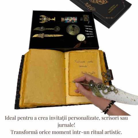 Set Stilou Pana Steampunk cu Accesorii – Scris Artistic, Sigilii si Cadou Premium [1]