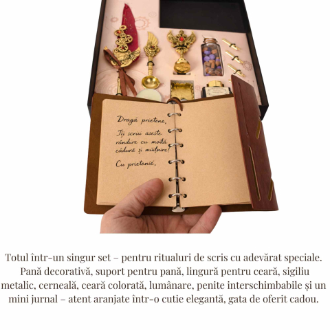 Set Stilou Pana Steampunk cu Jurnal si Sigilii | Cadou Premium [2]