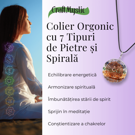 Colier Reglabil Orgonic cu Pietre pentru Cele 7 Chakre si Semnul "Puterii" Spirala [4]