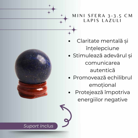 Sfera Lapis Lazuli Natural, 30-35mm – Claritate Mentala si Echilibru [2]