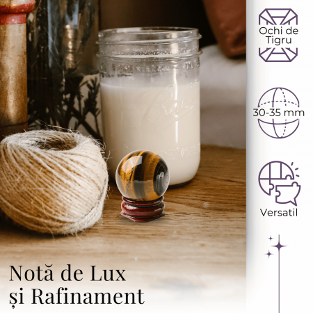 Sfera din Ochi de Tigru Natural, 1 buc, 30-35 mm - Piatra Semipretioasa pentru Cadouri, Curaj si Protectie [1]