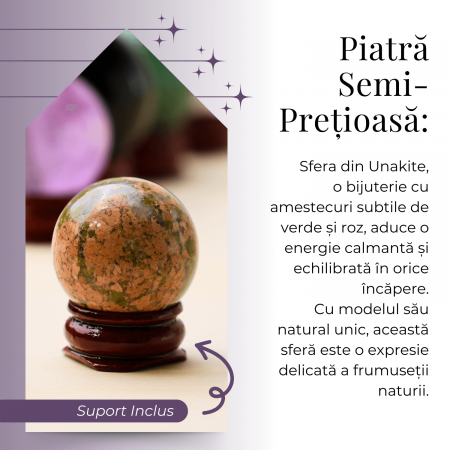 Sfera din Unakite, 1 buc, 30-35 mm - Piatra Semipretioasa pentru Cadouri, Echilibru si Vindecare [4]