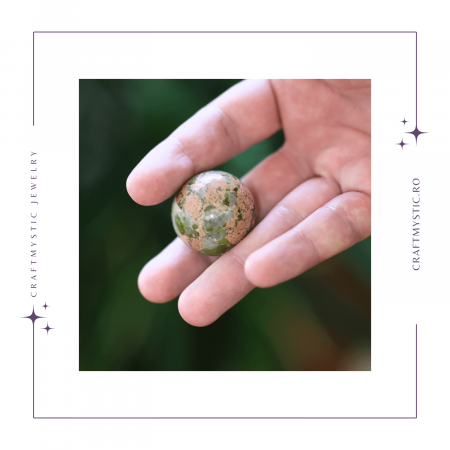 Sfera din Unakite, 1 buc, 30-35 mm - Piatra Semipretioasa pentru Cadouri, Echilibru si Vindecare [6]