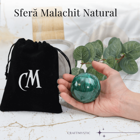 Sfera de Malachit Natural 55-60 mm, 350-400 gr - Patrunde in Miezul Beneficiilor Naturii [5]