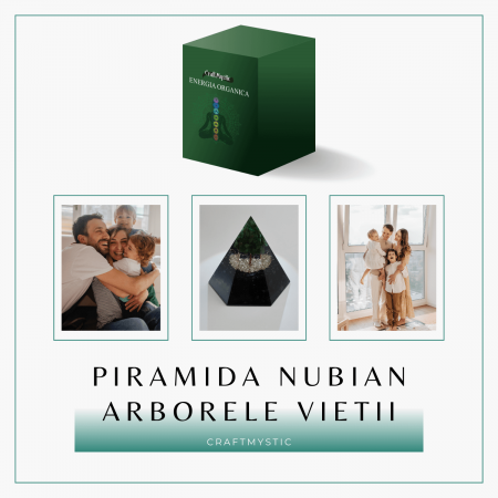 Piramida Orgonica 90 mm Nubiana din Turmalina Neagra si Arborele Vietii Jad Verde [5]