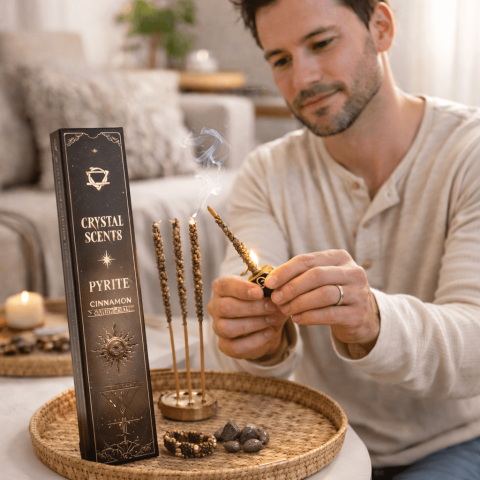 Smudge Kit cu Pirita si Betisoare Parfumate cu Scortisoara – Ritual de Abundenta, Protectie si Energie Activa [1]