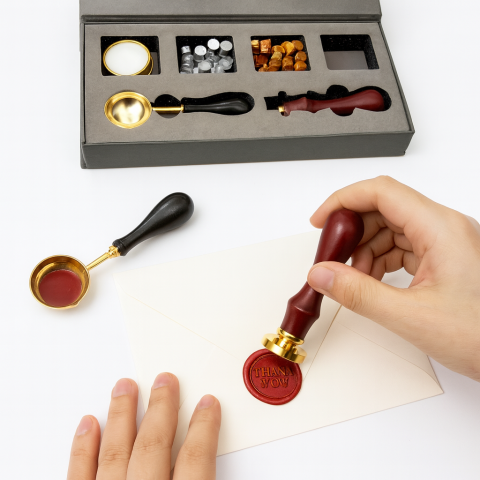 Set Sigiliu Ceara Thank You – Stampila Vintage cu Cutie Cadou [2]