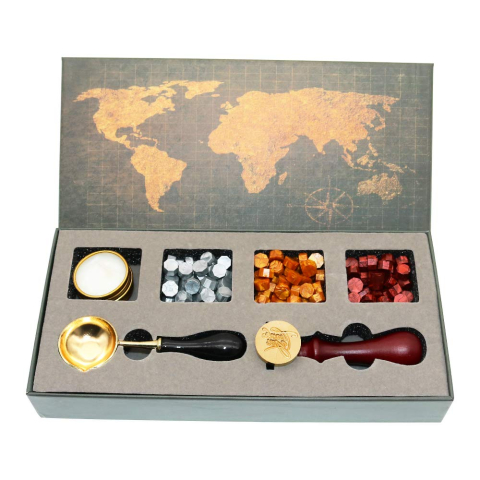 Jurnale din piele - Set Sigiliu Ceara Thank You – Stampila Vintage cu Cutie Cadou