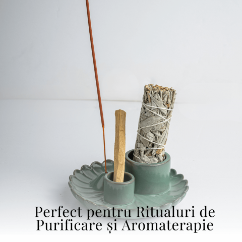 Suport ceramic verde 3 in 1 – Palo Santo, Salvie si Betisoare [3]