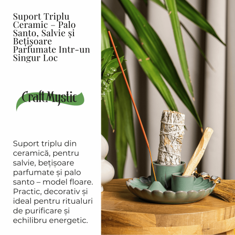 Suport ceramic verde 3 in 1 – Palo Santo, Salvie si Betisoare [1]