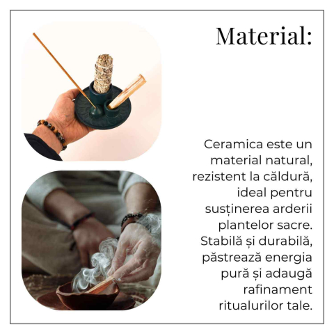 Suport ceramic 3 in 1 pentru salvie, Palo Santo si betisoare parfumate – model rotund [5]