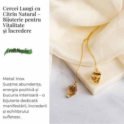 Cercei lungi pentru Vitalitate si Incredere – Piatra Citrin Naturala [2]