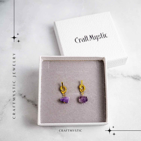 Talisman al Claritatii – Cercei cu Ametist si Nod Elegant [6]