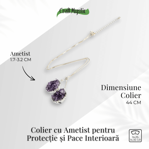 Doua cristale, o vibratie pura – Colier cu ametist pentru protectie si pace interioara [3]